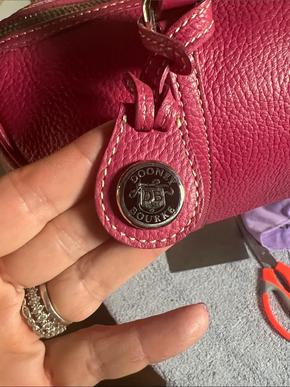Dooney & Bourke Rose Pink Pebbled Leather Barrel Shoulder Bag - Picture 2 of 6